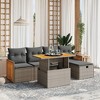 vidaXL 6 Piece Patio Sofa Set with Cushions Gray Poly Rattan - Gray without storage - 2 of 4