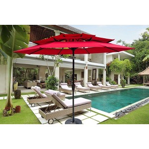 Sapphtopaz Patio Umbrella 3 Tiers Beach Umbrella Market Ventilated Top Umbrella with Crank and Tilt for Garden, Beach, Lawn, Backyard - 1 of 4