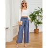 Women's Wide - Leg Jeans with Waist Tie Bow, High - Waisted Casual Denim Pants - 2 of 4