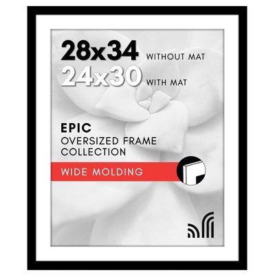 Americanflat 28x34 Picture Frame  - Use as 24x30 Frame with Mat or Display 28x34 Photo Without Mat - Epic Collection - Black