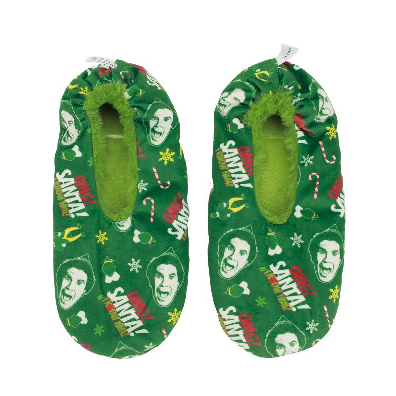 Adult Green Elf Movie Slipper Socks - Cozy Holiday Wear with Elf-Inspired Style, 1 of 5