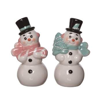 Transpac Dolomite 4 in. Multicolor Christmas Retro Snowman Salt and Pepper Shaker Set of 2