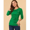 Allegra K Women's Cowl Neck Long Sleeves Buttons Decor Solid Ruched Top - 2 of 4