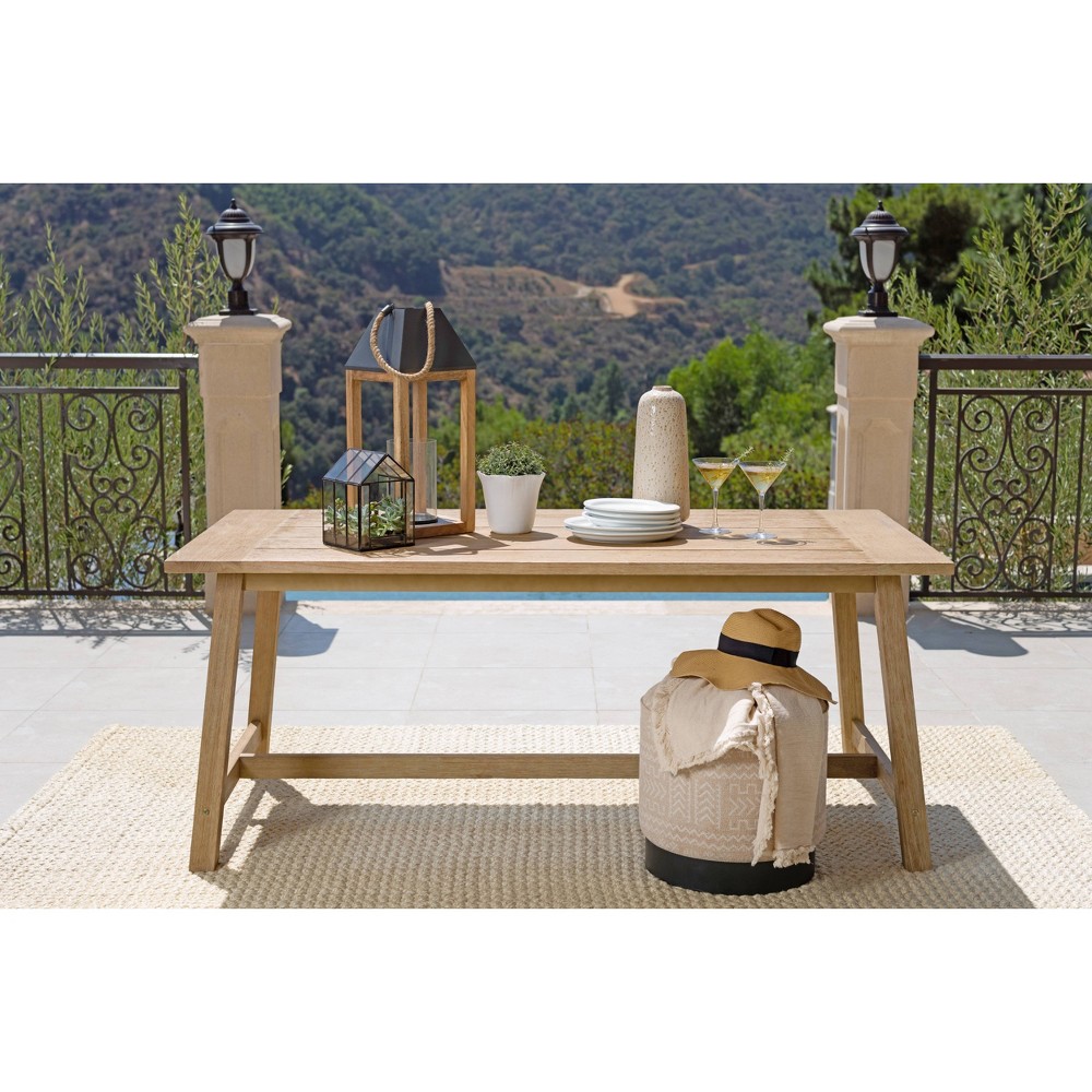 Sierra Outdoor Eucalyptus Wood Rectangular Outdoor Dining Table – Light Brown – Coaster  – Patio​