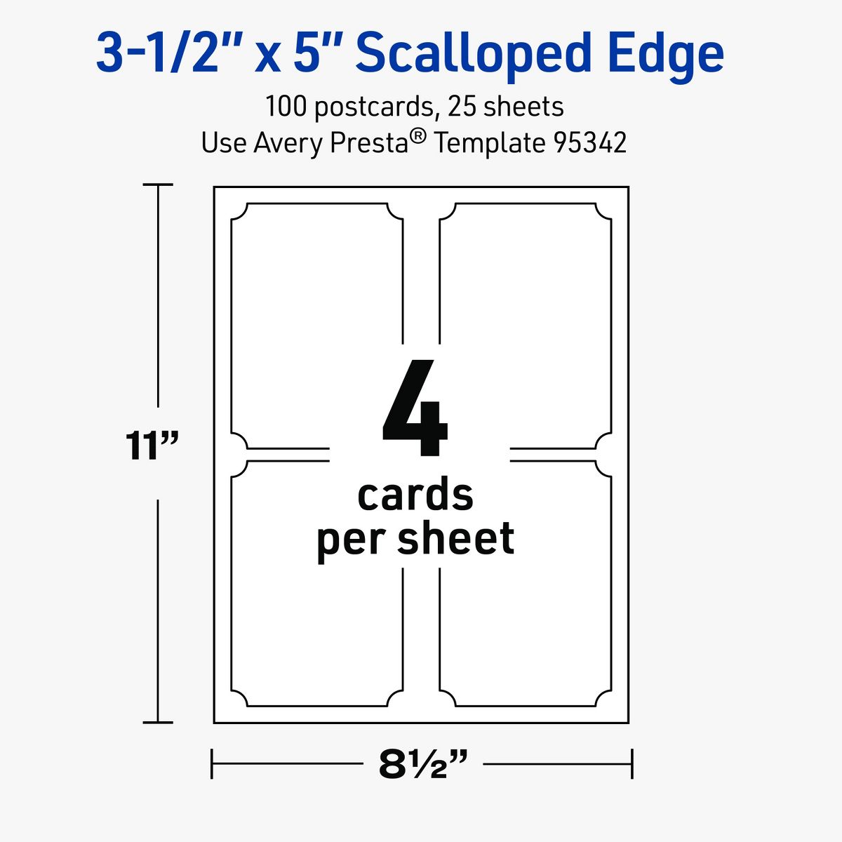 Avery White Postcards, 3-1/2" x 5" Rectangle Scalloped Edge - thumbnail 5