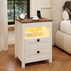 Fredees Country-Style Nightstand with Charging Station, LED Light & Motion Sensor, Intelligent End Table with Storage Drawer for Bedroom - 3 of 4
