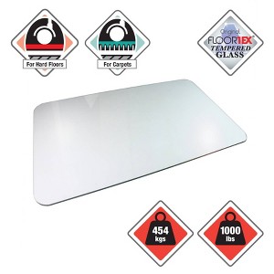 Floortex - 36"x48" Glaciermat Heavy Duty Glass Chair Mat for Hard Floors & Carpets Crystal Clear - 1 of 4