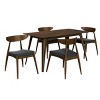 47.2" Mid Century Modern 5-Piece Dining Set,Walnut Rectangular Table with 4 Upholstered Chairs for Kitchen Dining Room-Baofuwish - 3 of 4