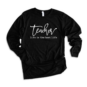 Simply Sage Market Women's Teacher Life Is The Best Life Long Sleeve Graphic Tee - 1 of 3