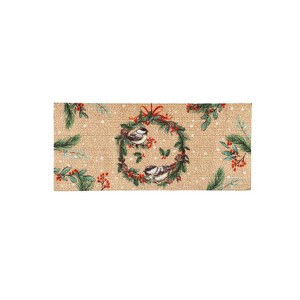 Evergreen Chickadee Wreath Sassafras Indoor Outdoor Switch Doormat 1'10"x10" Multicolored - 1 of 4