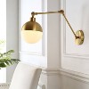 8" 1-Light Alba Mid-Century Modern Arm-Adjustable Iron/Glass LED Sconce Brass Gold/Frosted - JONATHAN Y: Wall Mounted, UL Listed - 2 of 4