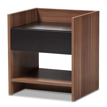 Vanda Modern and Contemporary Two - Tone Wood 1 - Drawer Nightstand - Brown - Baxton Studio