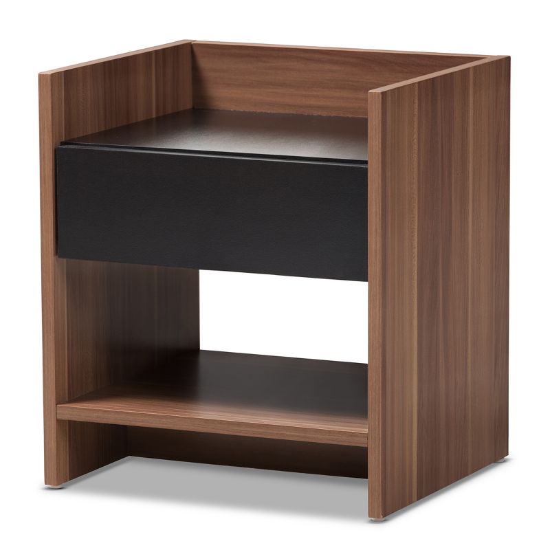 Vanda Modern and Contemporary Two - Tone Wood 1 - Drawer Nightstand - Brown - Baxton Studio, 1 of 9
