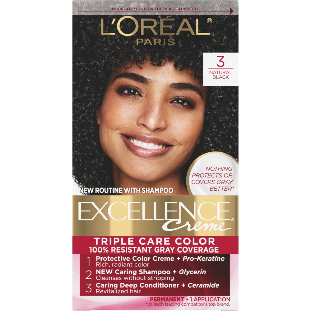 Photos - Hair Dye LOreal L'Oreal Paris Excellence Creme Triple Protection Color - 6.3 fl oz - 3 Nat 