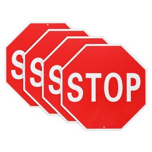 Unique Bargains Aluminum Reflective Rust Free Waterproof Stop Warning Sign - 1 of 4
