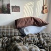 Vintage Buffalo Plaid Duvet Cover Set, Queen Size, 3 Piece Washed Cotton Bedding with Grid Pattern, Soft Breathable, Brown Blue, Beige - 4 of 4