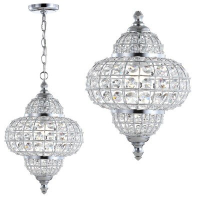 12" Metal Juliette Chandelier Pendant (Includes Energy Efficient Light Bulb) Chrome - JONATHAN Y