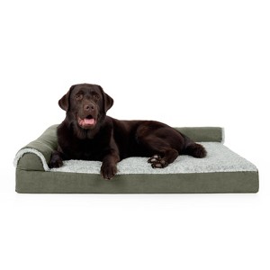 FurHaven Two-Tone Faux Fur & Suede Deluxe Chaise Lounge Orthopedic Sofa Dog Bed - 1 of 4