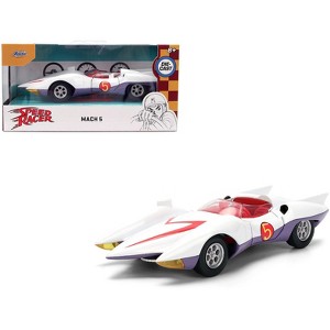 Mach 5 White with Red Stripes and Interior "Speed Racer" (1967) TV Series "Anime Hollywood Rides" 1/32 Diecast Car Model by Jada - 1 of 4