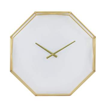 22" Octagon Open Face Wall Clock White/Gold - Stonebriar Collection