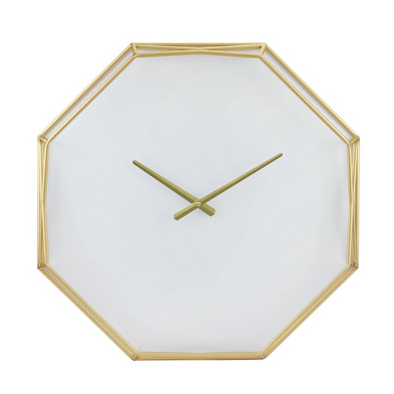 22&#34; Octagon Open Face Wall Clock White/Gold - Stonebriar Collection, 1 of 8
