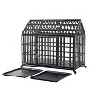 Okak Heavy Duty Dog Crate with 4 Lockable Wheels, Dog Cage with Front Door & Roof Door, Multi-Layer Finish Dog Kennel for Large Dog, Black - 4 of 4
