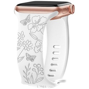 HTUTWOO Engraved Butterfly Apple Watch Band, Soft Silicone Strap 38/40/41/42/44/45/49mm, for iWatch Series 10 9 8 7 6 5 4 3 2 1 SE Ultra - 1 of 4