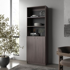 NicBex Modern Bookcase with Open Storage and 2 Doors for Office and Living Rooms Easy Assambly - 1 of 4