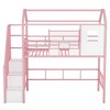 Twin Size Metal Loft Bed with Roof Design, Storage Box, Safety Guardrails and Ladder, Black/Pink-ModernLuxe - 4 of 4