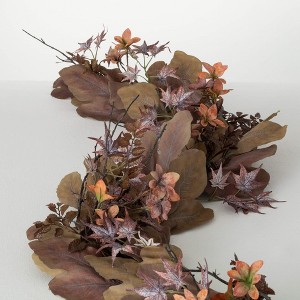 72"L Sullivans Artificial Mixed Leaf Rustic Fall Garland, Brown - 1 of 3