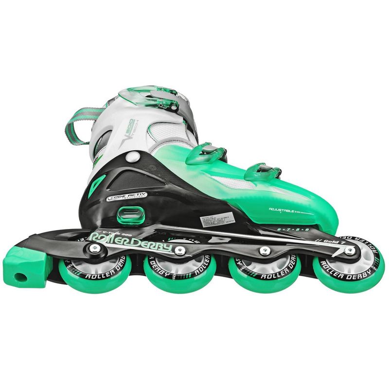 Roller Derby Kids&#39; V-Tech 500 Adjustable Inline Skates - Mint/Green/White (6-9), 4 of 7