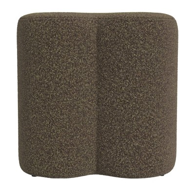 Dark Brown Boucle Square Accent Ottoman with Foam Frame