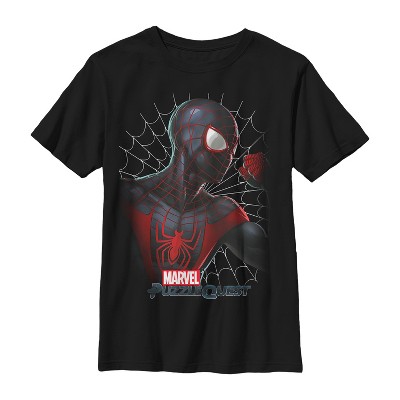 Boy's Marvel Puzzle Quest Spider-man Web T-shirt - Black - Medium : Target