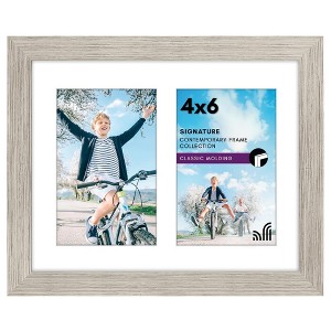 Americanflat 4x6 Double Picture Frame in Driftwood- Composite Wood with Shatter Resistant Glass - 1 of 4