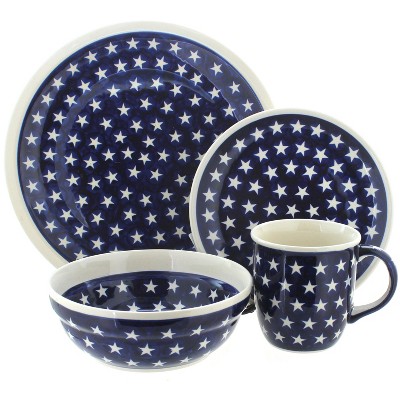 Blue Rose Polish Pottery Stars 16 Piece Dinner Set