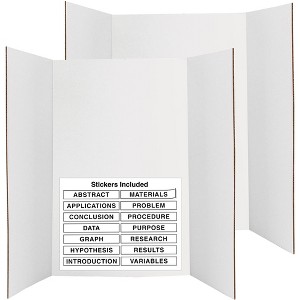 Trifold Poster Board 36" x 48" White Presentation Board - Self-Adhesive Science Subtitles included - For School, Fun Projects & Business Presentations - 1 of 4