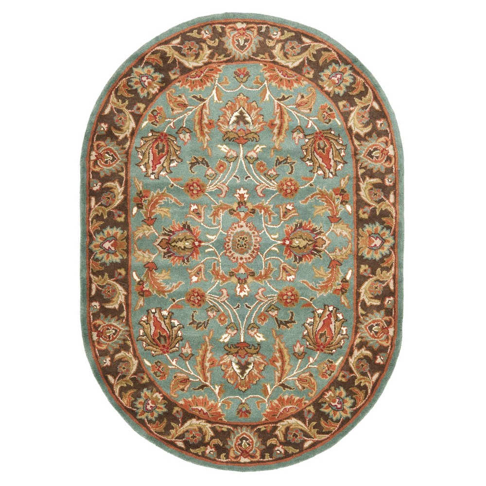 4'6inx6'6in Oval Floral Tufted Area Rug Blue/Brown - Safavieh