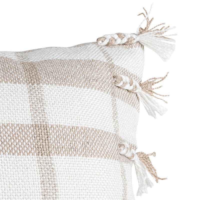 Taupe Wide Plaid 20X20 Hand Woven Filled Outdoor Pillow - Foreside Home & Garden, 5 of 7