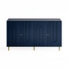 TIRAMISUBEST Blue Lacquered Wood Buffet Cabinet - Modern 4-Door Storage Sideboard with Wheels for Dining Room - 4 of 4
