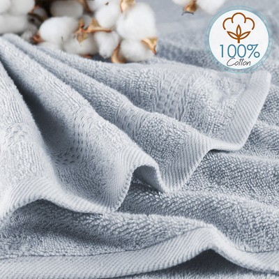 Ice Blue 13" x 13" Cotton Washcloth Set - 12 Pieces