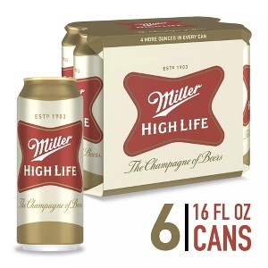 Miller High Life Beer - 6pk/16 fl oz Cans - 1 of 4