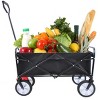 YONWAY Collapsible Outdoor Utility Wagon Cart with Cup Holder, Large Capacity Folding Wagon Garden Shopping Beach Cart with Brake - 4 of 4