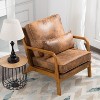 Dexmalle Set of 2 Accent Chairs Leisure Armchair with Rubber Wood Frame&Lumbar Pillow,Brown - 2 of 4