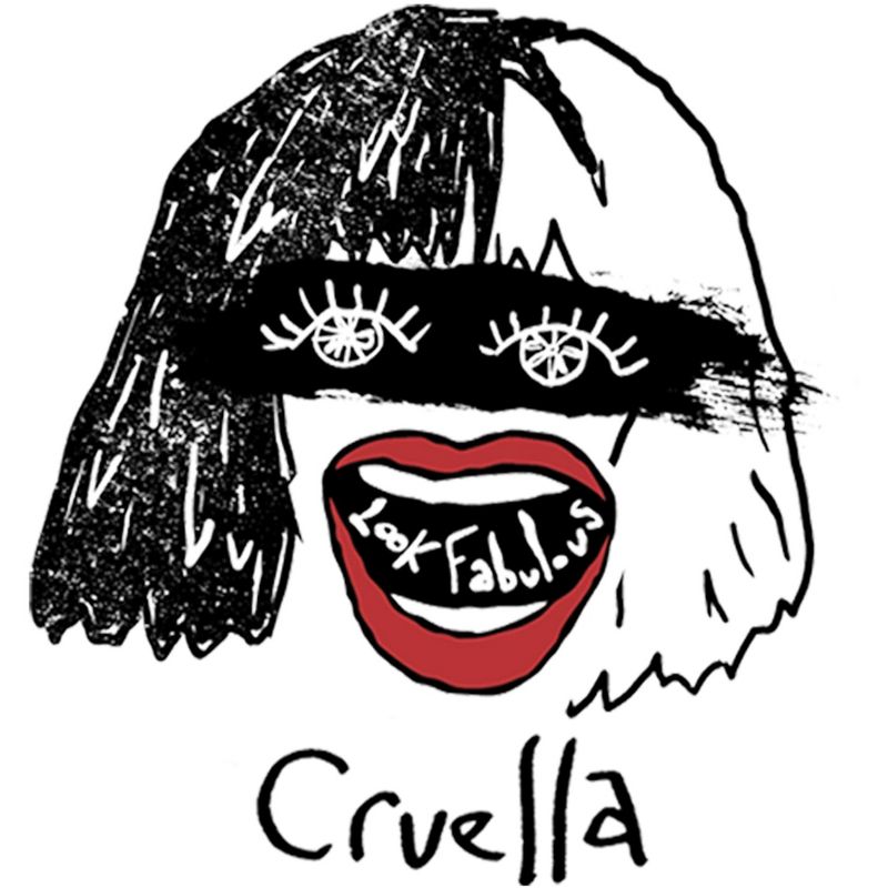 Girl's Cruella Look Fabulous Drawing T-Shirt, 2 of 6