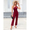 WhizMax Women 2024 Summer Jumpsuit One Shoulder Hollow Out Stretch Wide Leg Jumpsuit Cutout Sleeveless Romper Outfits for Vacation - 2 of 4