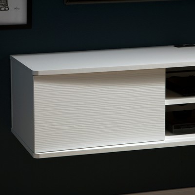 Agora Pure White Floating TV Stand with Cabinet