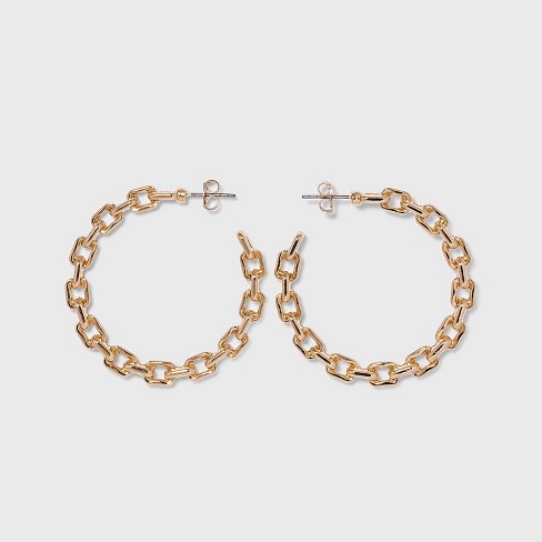 Gold Frozen Chain Hoop Earrings - A New Day™ Gold : Target