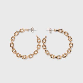 Gold Frozen Chain Hoop Earrings - A New Day™ Gold