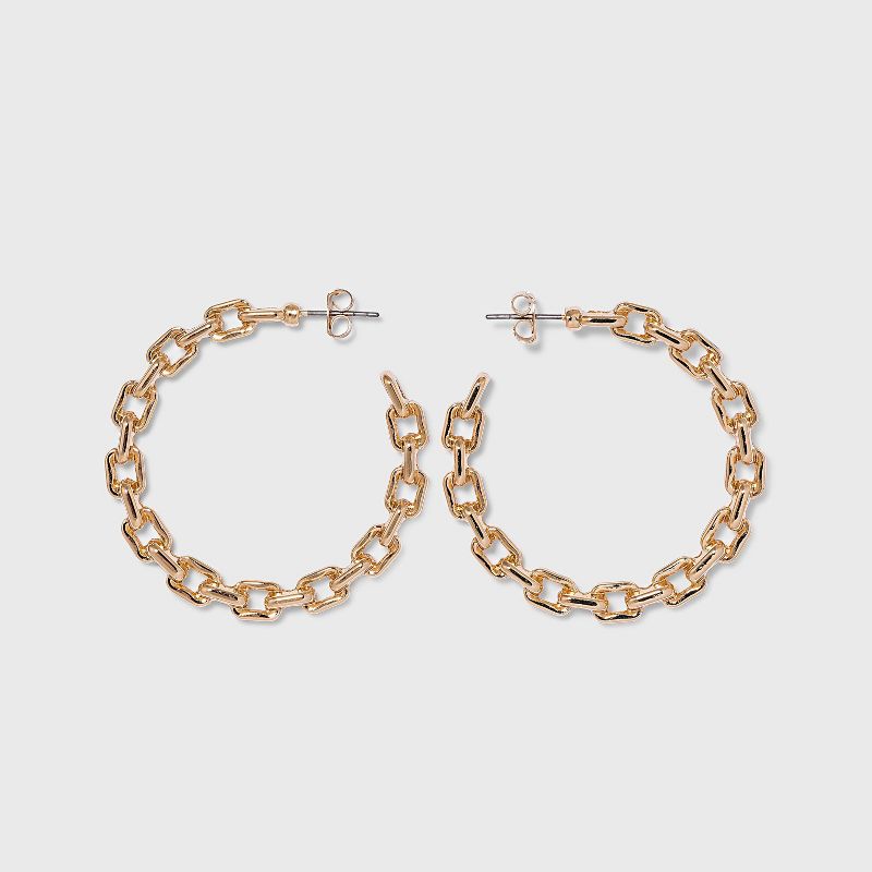 Gold Frozen Chain Hoop Earrings - A New Day&#8482; Gold, 1 of 5