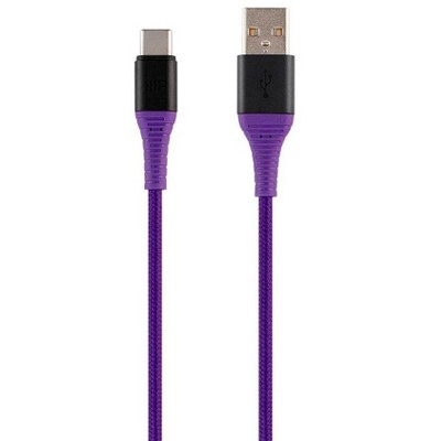 Monoprice USB 2.0 Type C to Type A Charge and Sync Cable - 3 Feet - Purple | Durable, Kevlar-Reinforced Nylon-Braid - AtlasFlex Series